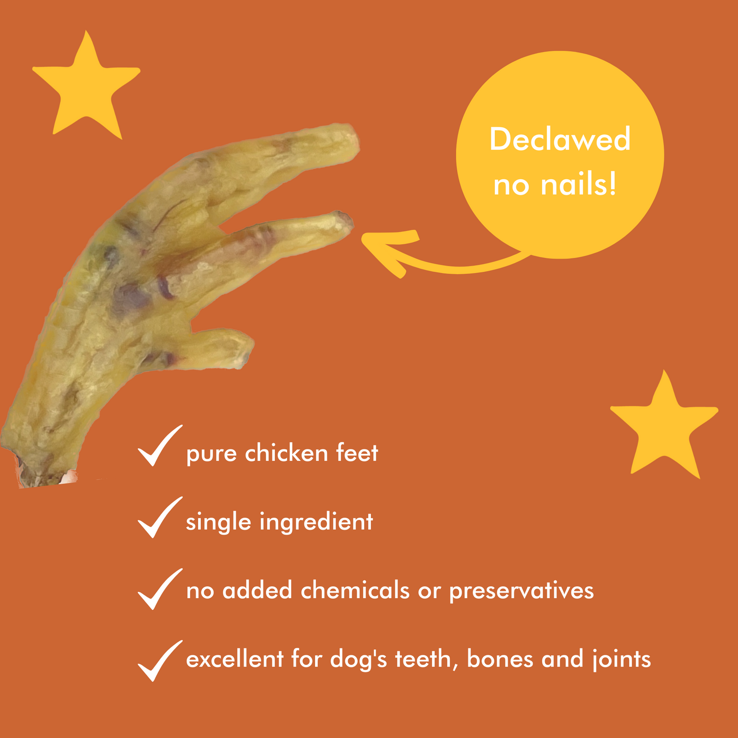 Dehydrated Chicken Paw Dog Treat - 10 piece pack benefit